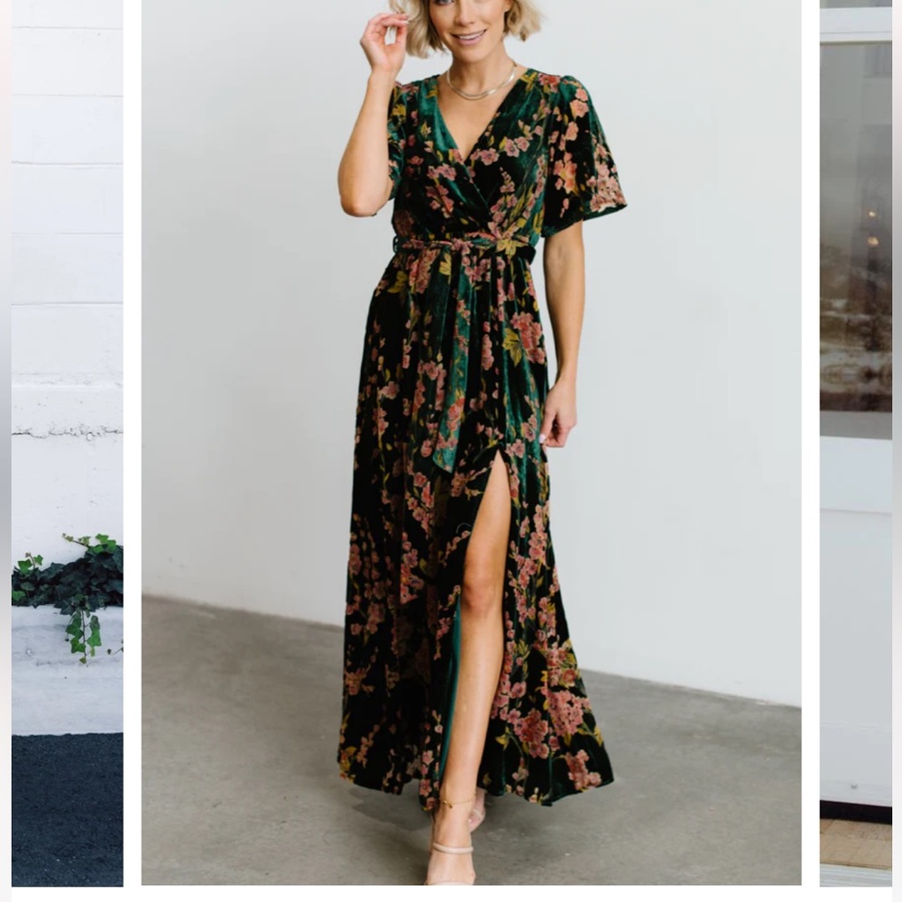 Baltic Born Floral Wrap Dress - Green and Pink